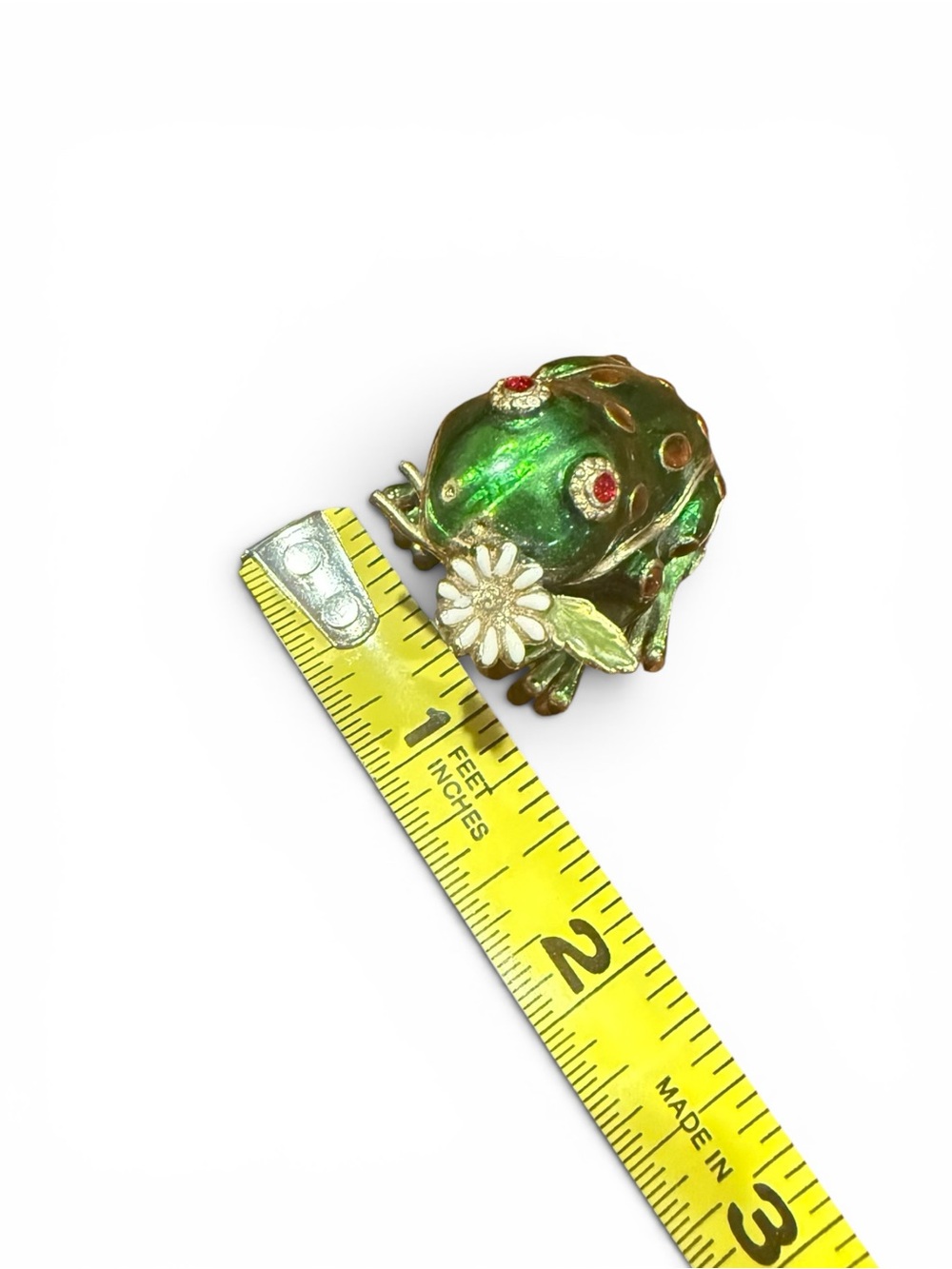 Vintage Frog Trinket Box Green Enamel  Frog Figurine - Picture 6 of 6